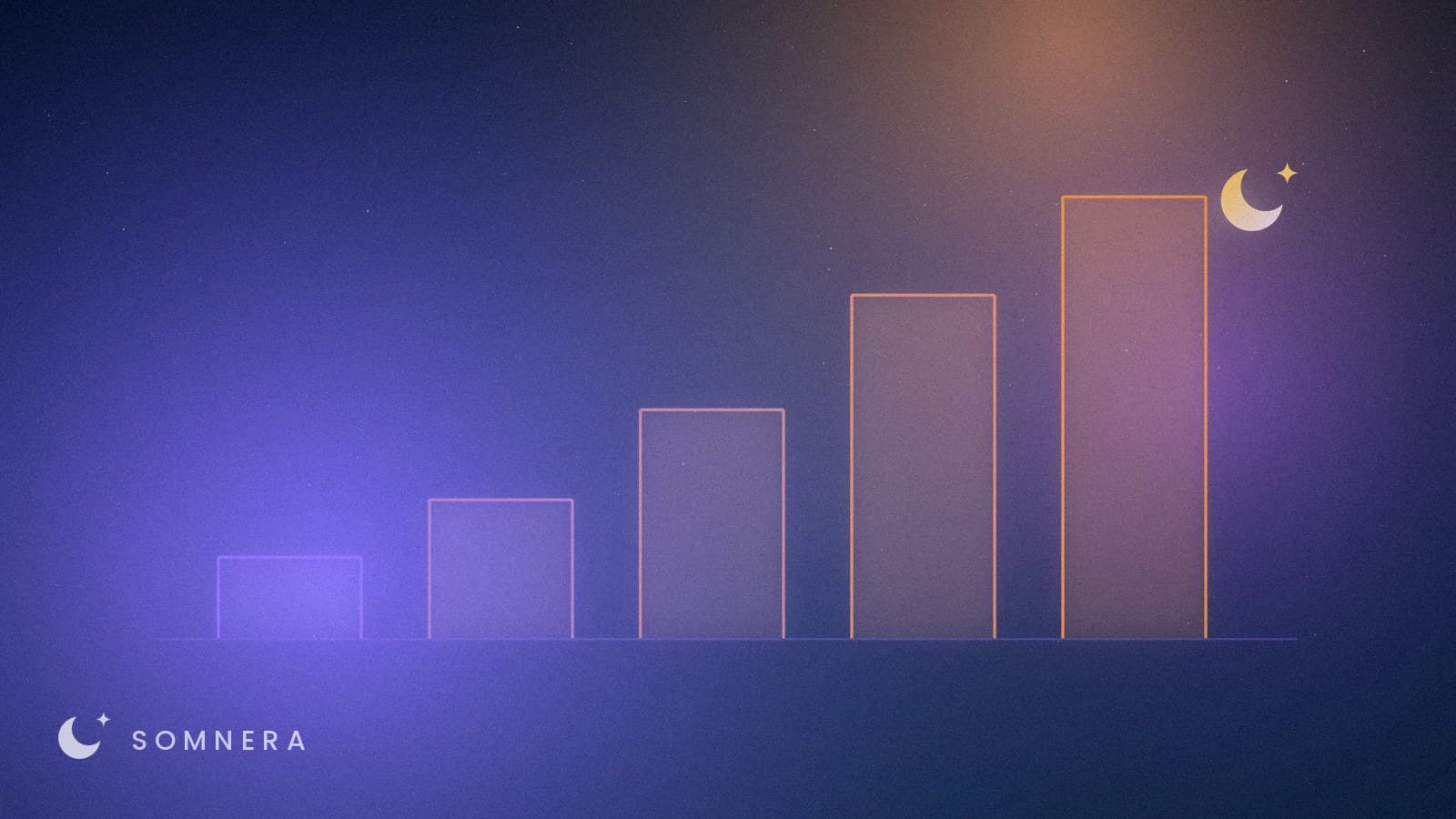 Five outlined columns rising in steps from short to tall.